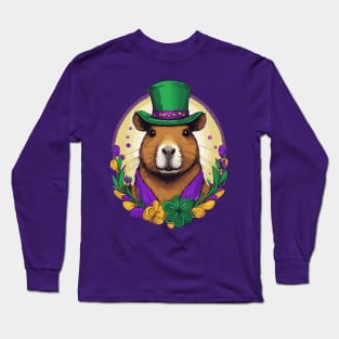 Capybara Mardi Gras Long Sleeve T-Shirt